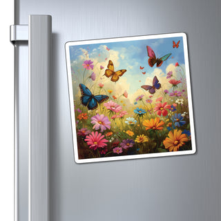 Colorful Vegan Butterflies Magnet Printify