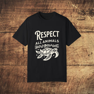 Respect All Animals Garment-Dyed T-shirt Printify