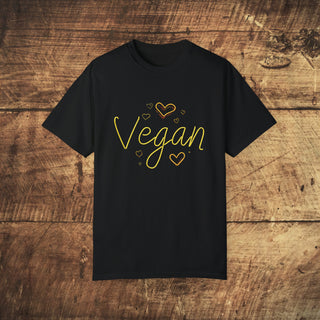 Vegan Hearts Garment-Dyed T-shirt Printify