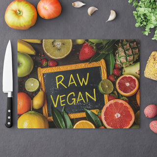 Raw Vegan Tempered Glass Cutting Board Printify