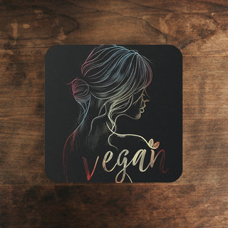 Vegan Girl Cork Back Coaster Printify