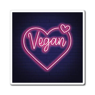 Neon Vegan Heart Magnet Printify