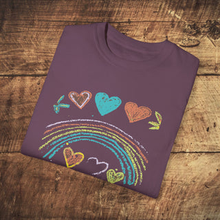 Vegan Hearts Garment-Dyed T-shirt Printify