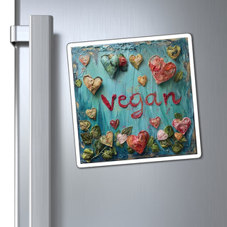 Colorful Vegan Hearts Magnet Printify