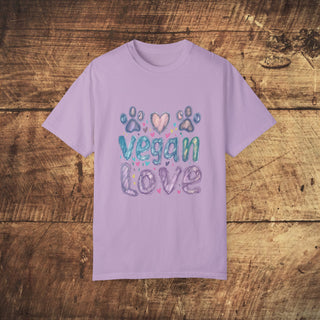 Vegan Love Garment-Dyed T-shirt Printify