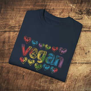 Vegan Hearts Garment-Dyed T-shirt Printify