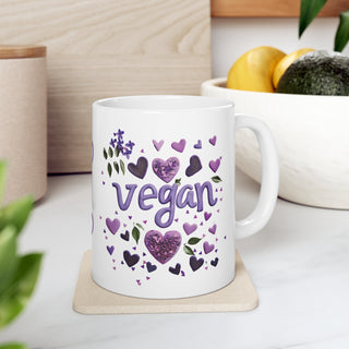 Vegan Hearts Coffee Mug, 11oz Printify