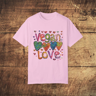 Vegan Love Garment-Dyed T-shirt Printify