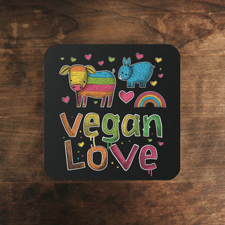 Vegan Love Cork Back Coaster Printify