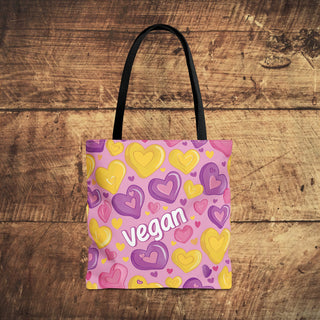 Vegan Hearts Tote Bag Printify