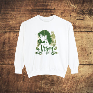 Vegan Girl Garment-Dyed Sweatshirt Printify