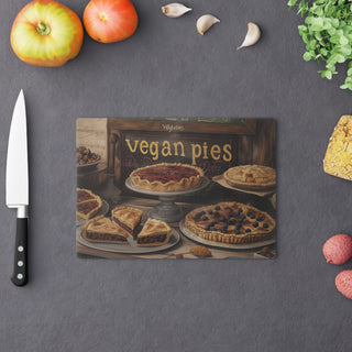 Vegan Pies Tempered Glass Cutting Board Printify