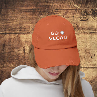 Go Vegan Unisex Distressed Cap Printify