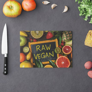 Raw Vegan Tempered Glass Cutting Board Printify