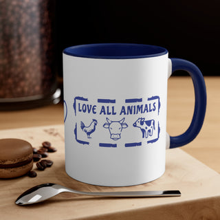 Love All Animals Accent Coffee Mug, 11oz Printify