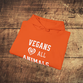 Vegans Love All Animals Heavy Blend™ Hooded Sweatshirt Printify