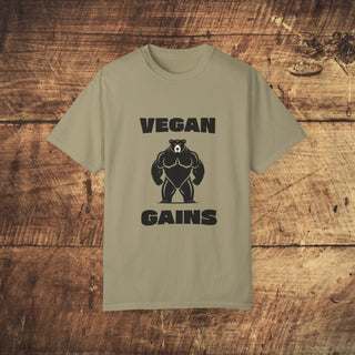 Vegan Gains Garment-Dyed T-shirt Printify