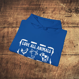 Love All Animals Heavy Blend™ Hooded Sweatshirt Printify