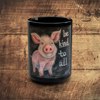 Be Kind To All Black Mug, 15oz