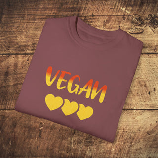 Vegan Hearts Garment-Dyed T-shirt Printify