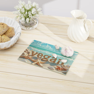 Vegan Ocean Tempered Glass Cutting Board Printify