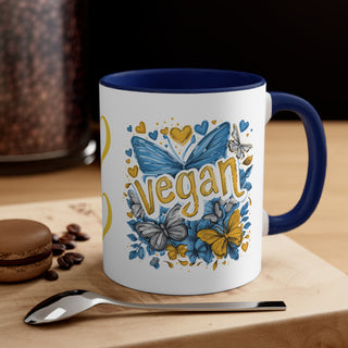 Vegan Butterflies Accent Coffee Mug, 11oz Printify