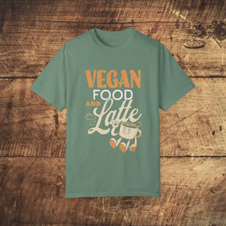 Vegan Food And Latte Garment-Dyed T-shirt Printify