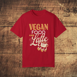 Vegan Food And Latte Garment-Dyed T-shirt Printify