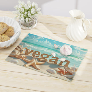 Vegan Ocean Tempered Glass Cutting Board Printify