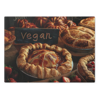 Vegan Pie Tempered Glass Cutting Board Printify