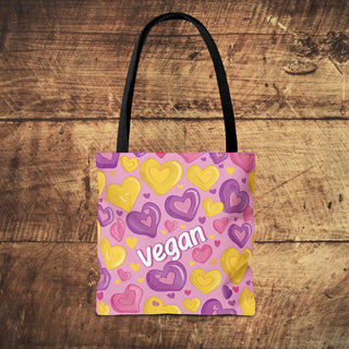 Vegan Hearts Tote Bag Printify