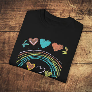 Vegan Hearts Garment-Dyed T-shirt Printify