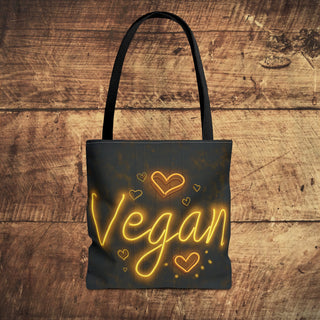 Vegan Neon Hearts Tote Bag Printify