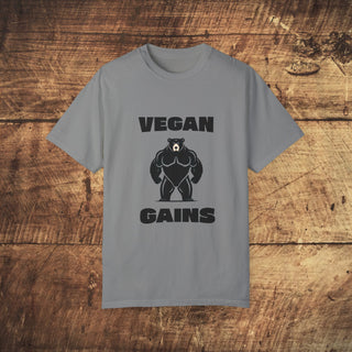 Vegan Gains Garment-Dyed T-shirt Printify