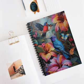 Birds and Butterflies Spiral Notebook - Ruled Line Printify