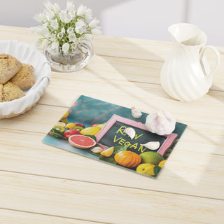 Raw Vegan Tempered Glass Cutting Board Printify