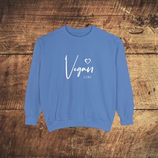 Vegan Girl Garment-Dyed Sweatshirt Printify