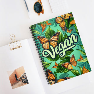 Vegan Butterflies Spiral Notebook - Ruled Line Printify