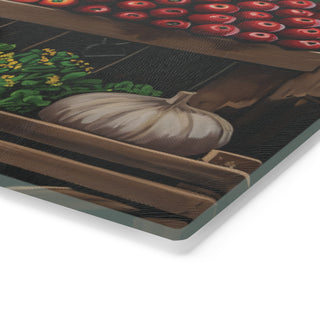 Vegan Village Tempered Glass Cutting Board Printify