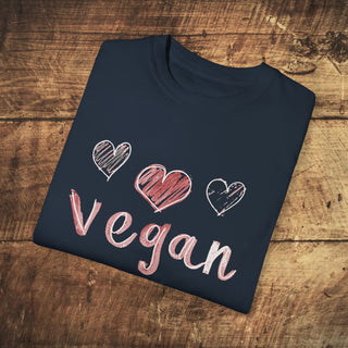 Vegan Hearts Garment-Dyed T-shirt Printify