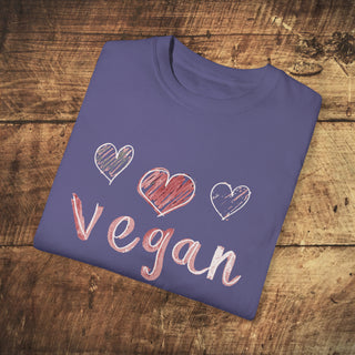 Vegan Hearts Garment-Dyed T-shirt Printify