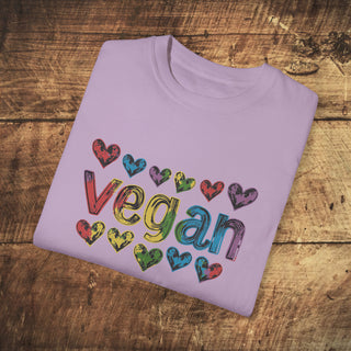 Vegan Hearts Garment-Dyed T-shirt Printify