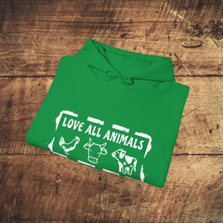 Love All Animals Heavy Blend™ Hooded Sweatshirt Printify