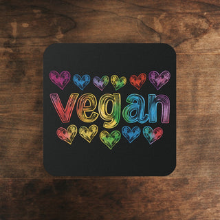 Vegan Hearts Cork Back Coaster Printify