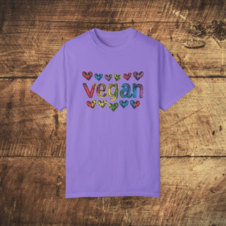 Vegan Hearts Garment-Dyed T-shirt Printify