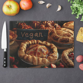 Vegan Pie Tempered Glass Cutting Board Printify