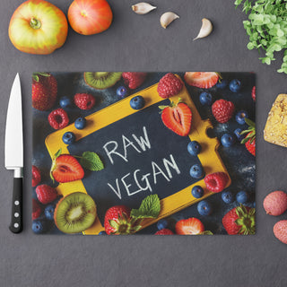 Raw Vegan Tempered Glass Cutting Board Printify