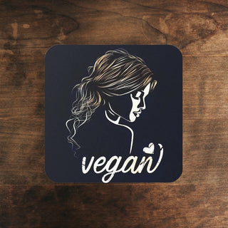 Vegan Girl Cork Back Coaster Printify