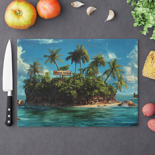 Vegan Island Tempered Glass Cutting Board Printify