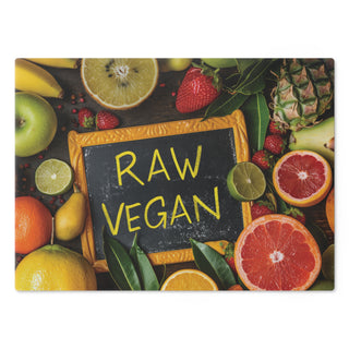 Raw Vegan Tempered Glass Cutting Board Printify